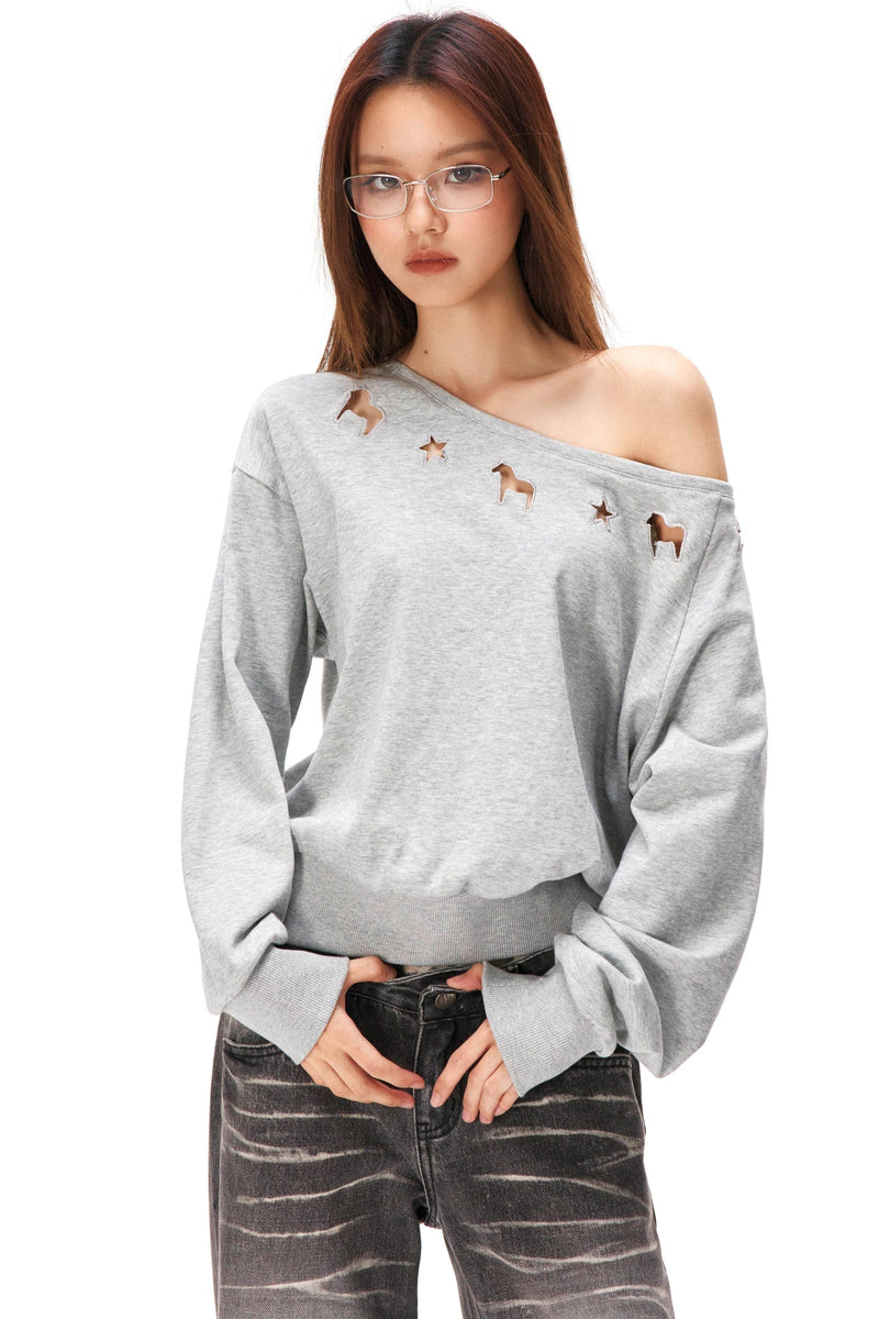Asymmetrical Off-shoulder Sweatshirt