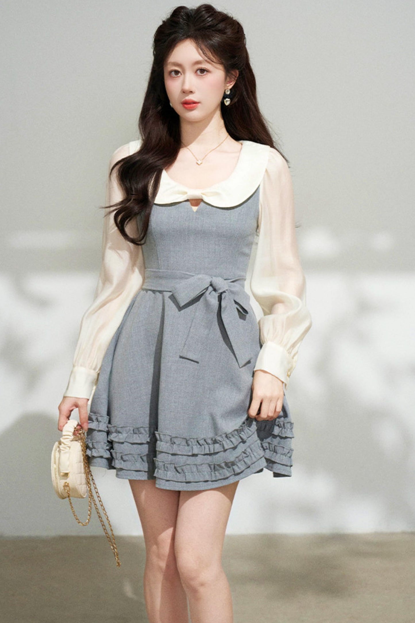 Faux Two Piece Grey Dress