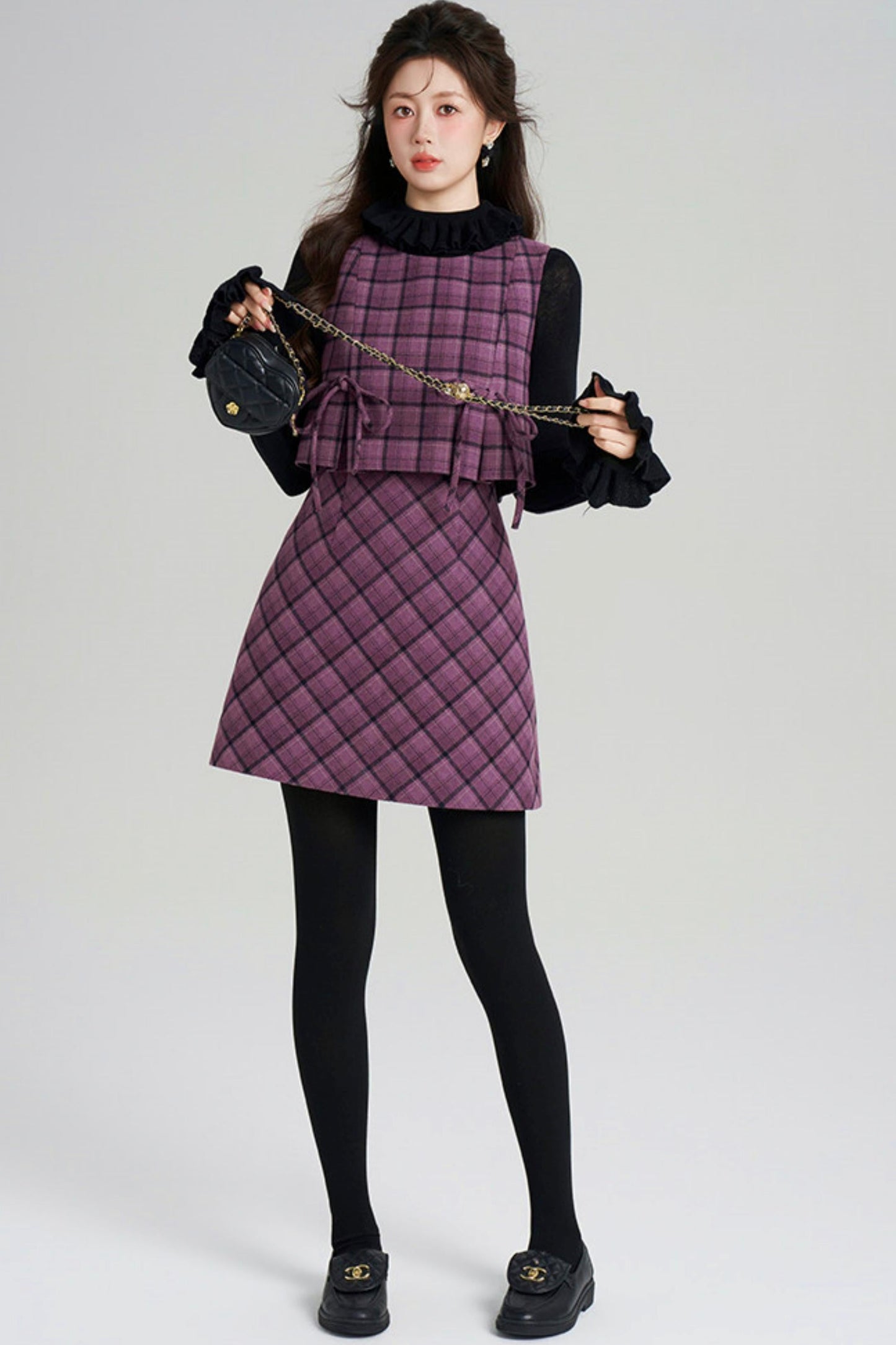 Check Vest Dress + Top
