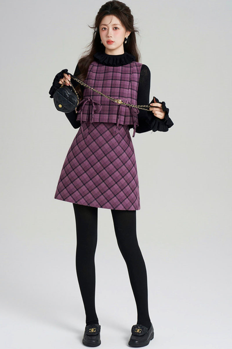 Check Vest Dress + Top