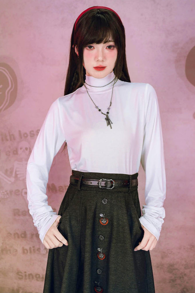Bar Style Ruched High Neck Blouse