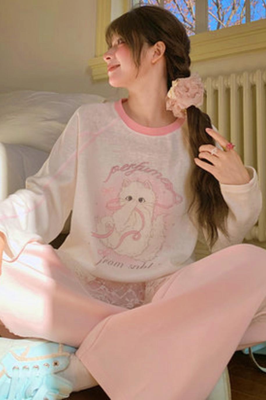 Sweet Cat Print Top