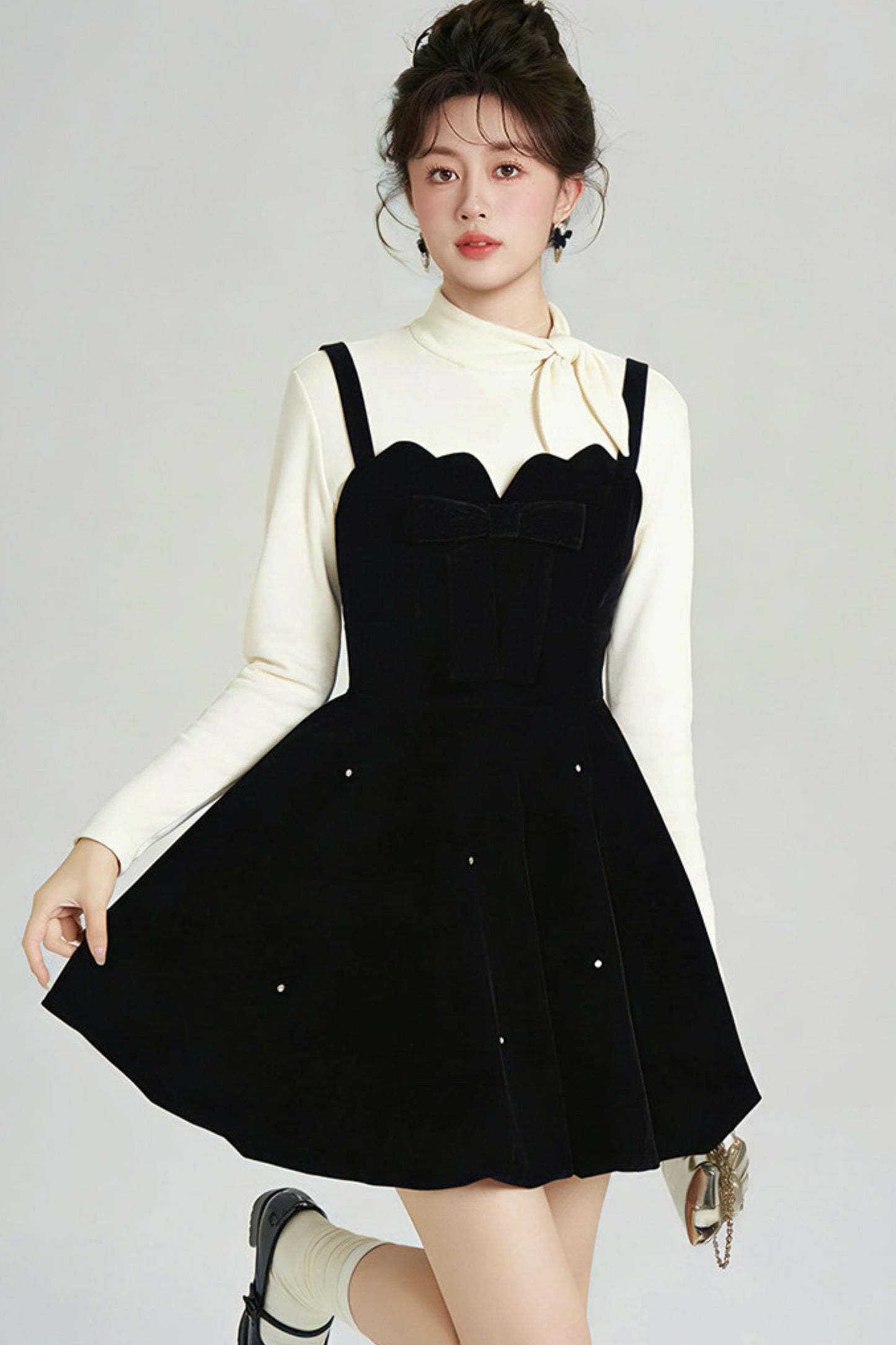 Black Velvet Beaded Dress + Top
