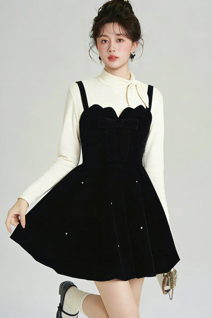 Black Velvet Beaded Dress + Top