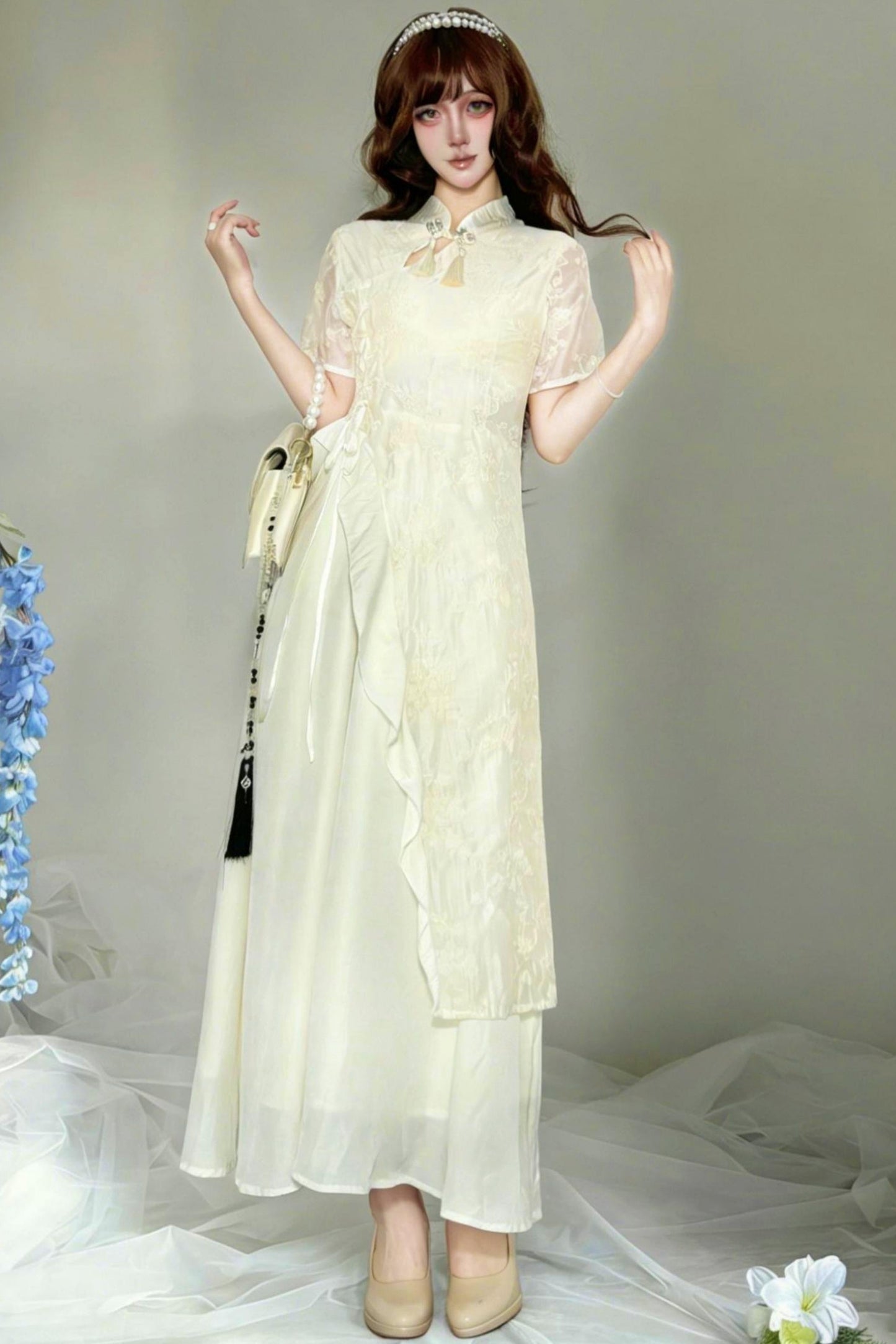 White Chinese-style Dress