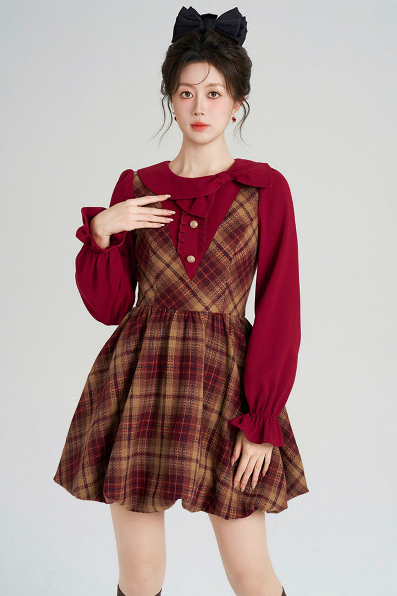 Retro Plaid Sweet Dress