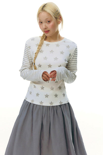 Star Striped Patchwork Top