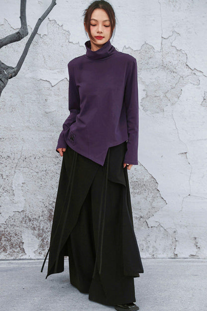 Mode Purple Turtleneck Top
