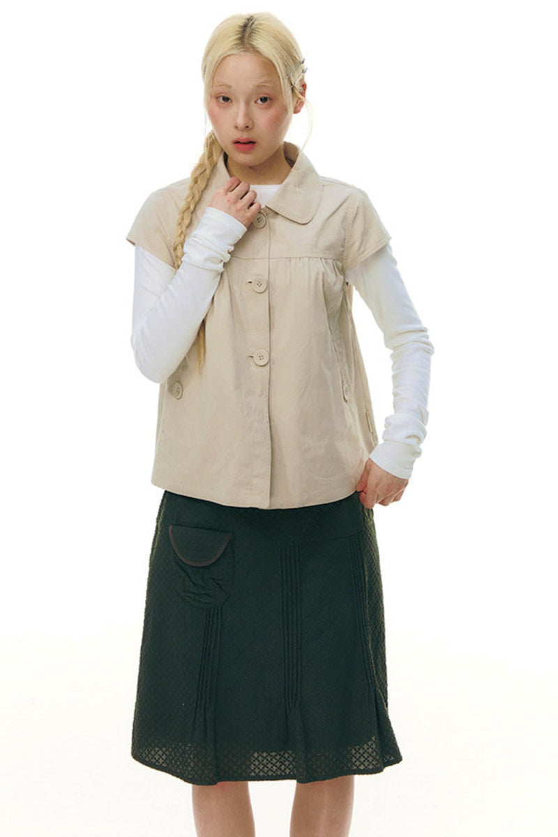 Doll Collar Flutter Sleeve Top