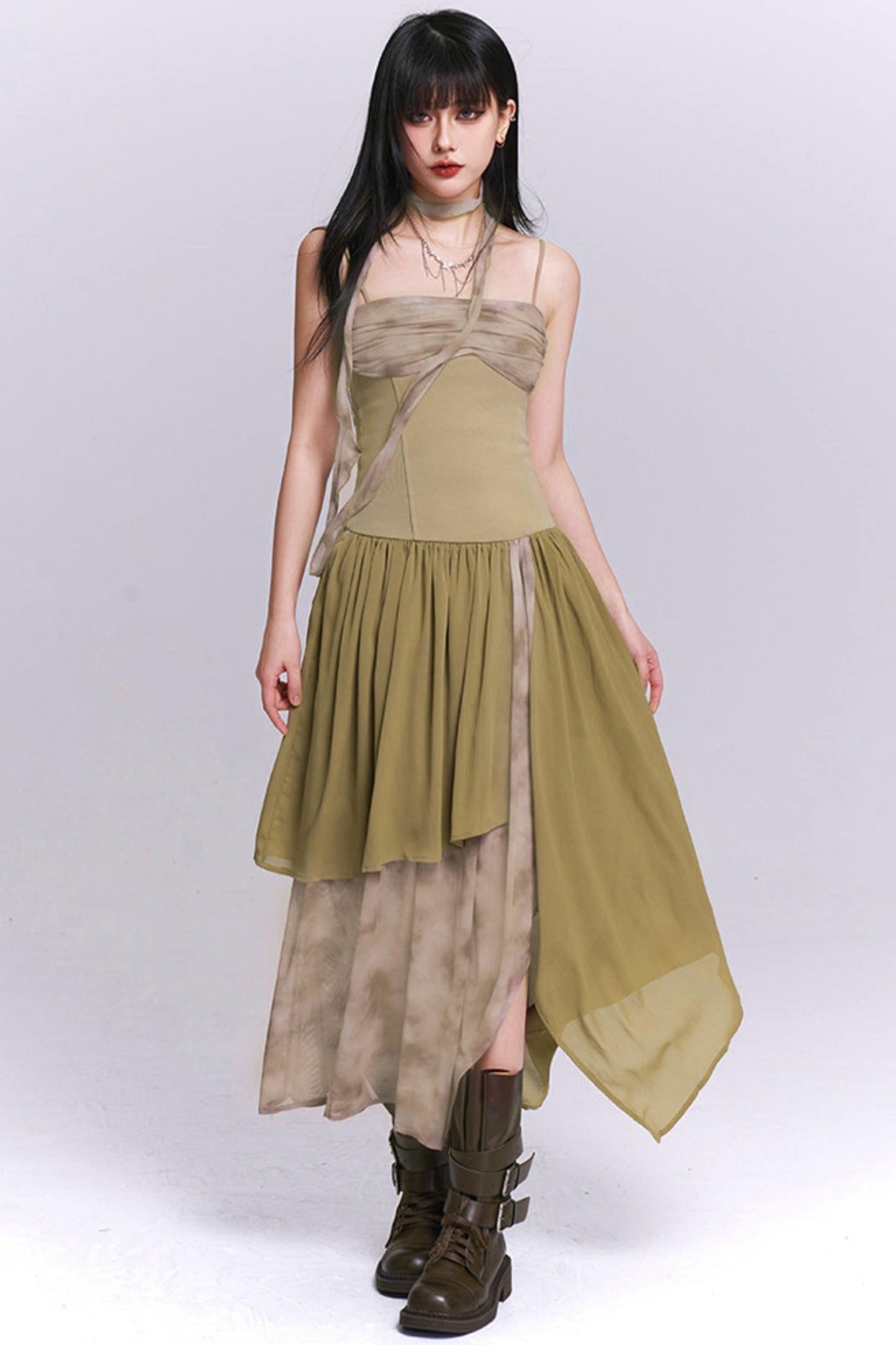 Dark Camisole Irregular Dress
