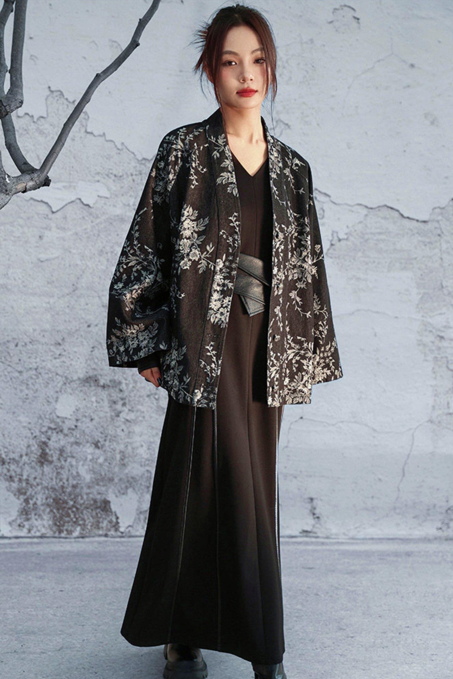 Knitted Leather Patchwork Dress