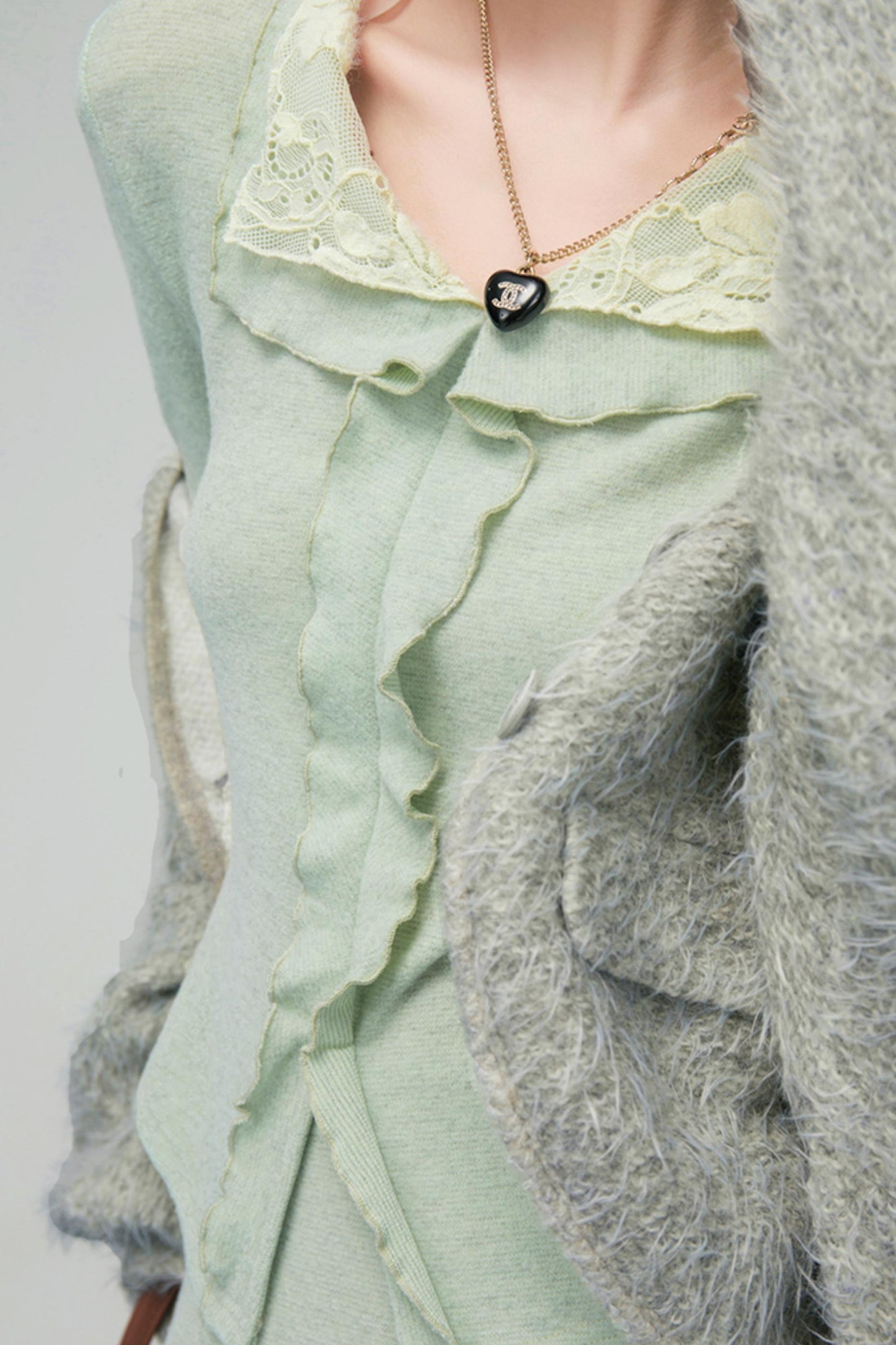 Lace Collar Knit Top + Asymmetrical Skirt
