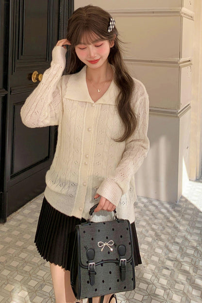 Sweet Girly Hollow Knit Cardigan