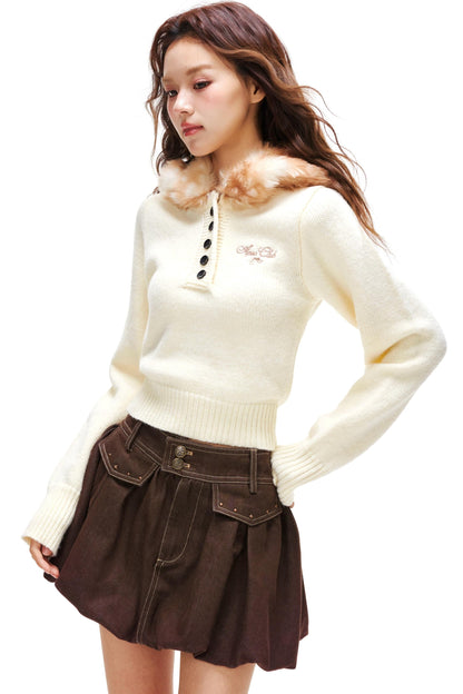 Y2k Volume Fur Hooded Top