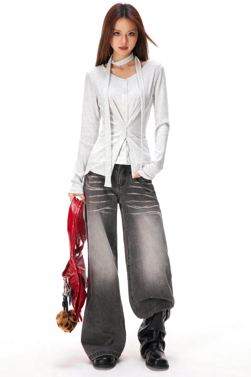 Fine Ribbed Knit Cardigan