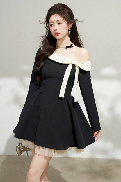 French Sweet Off Shoulder Dress