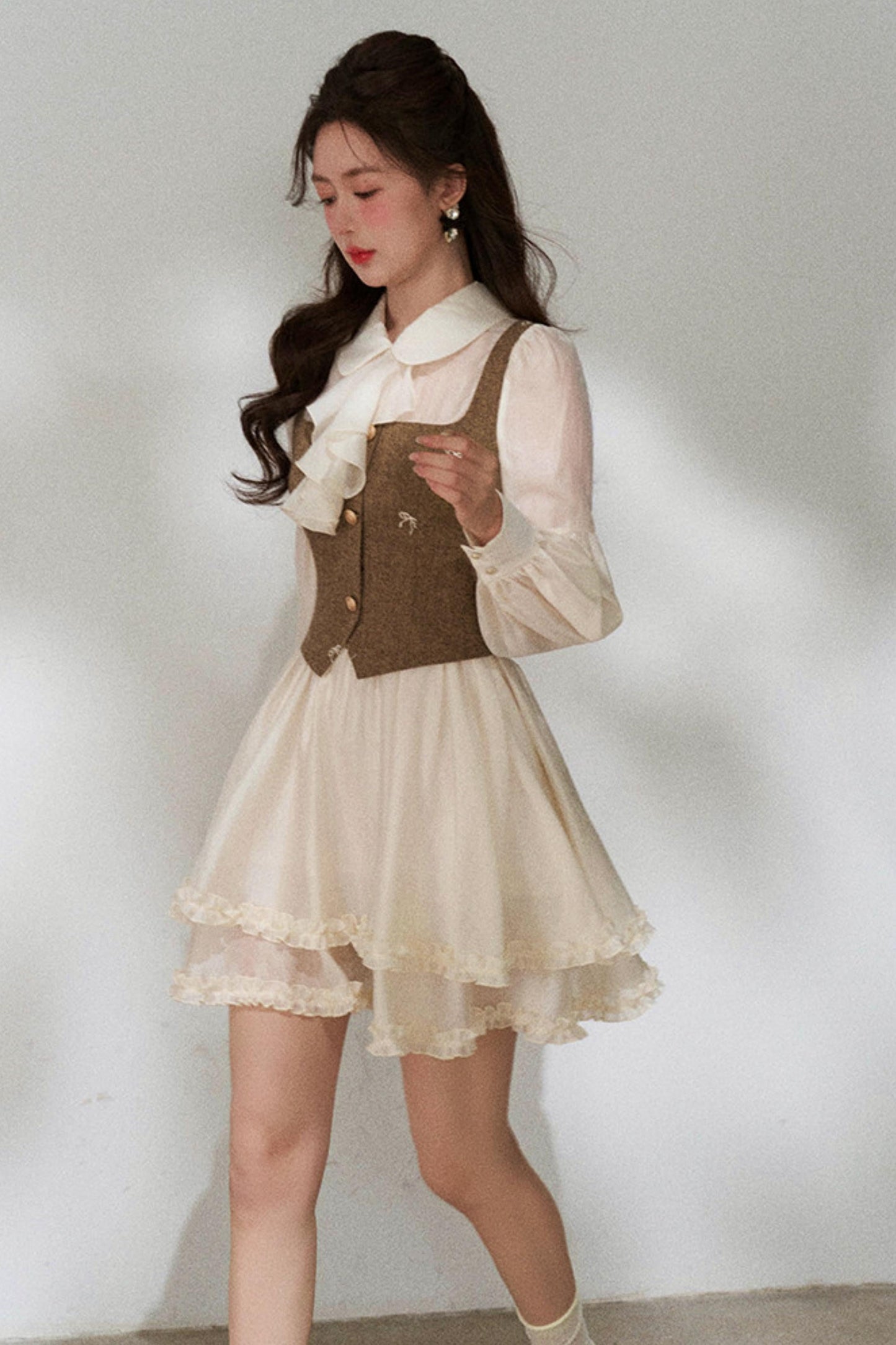 French Niche Faux Two Piece Dress