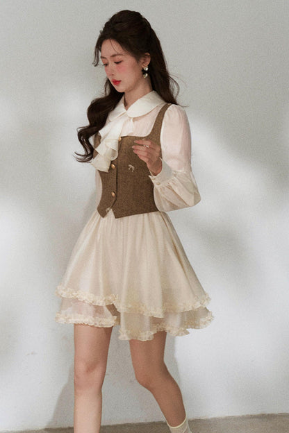 French Niche Faux Two Piece Dress