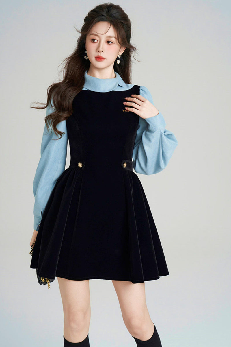 Spliced Velvet Hepburn Dress