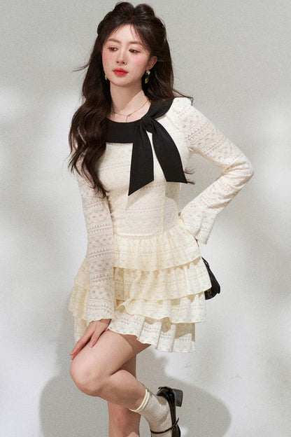 French Sweet Pure White Dress