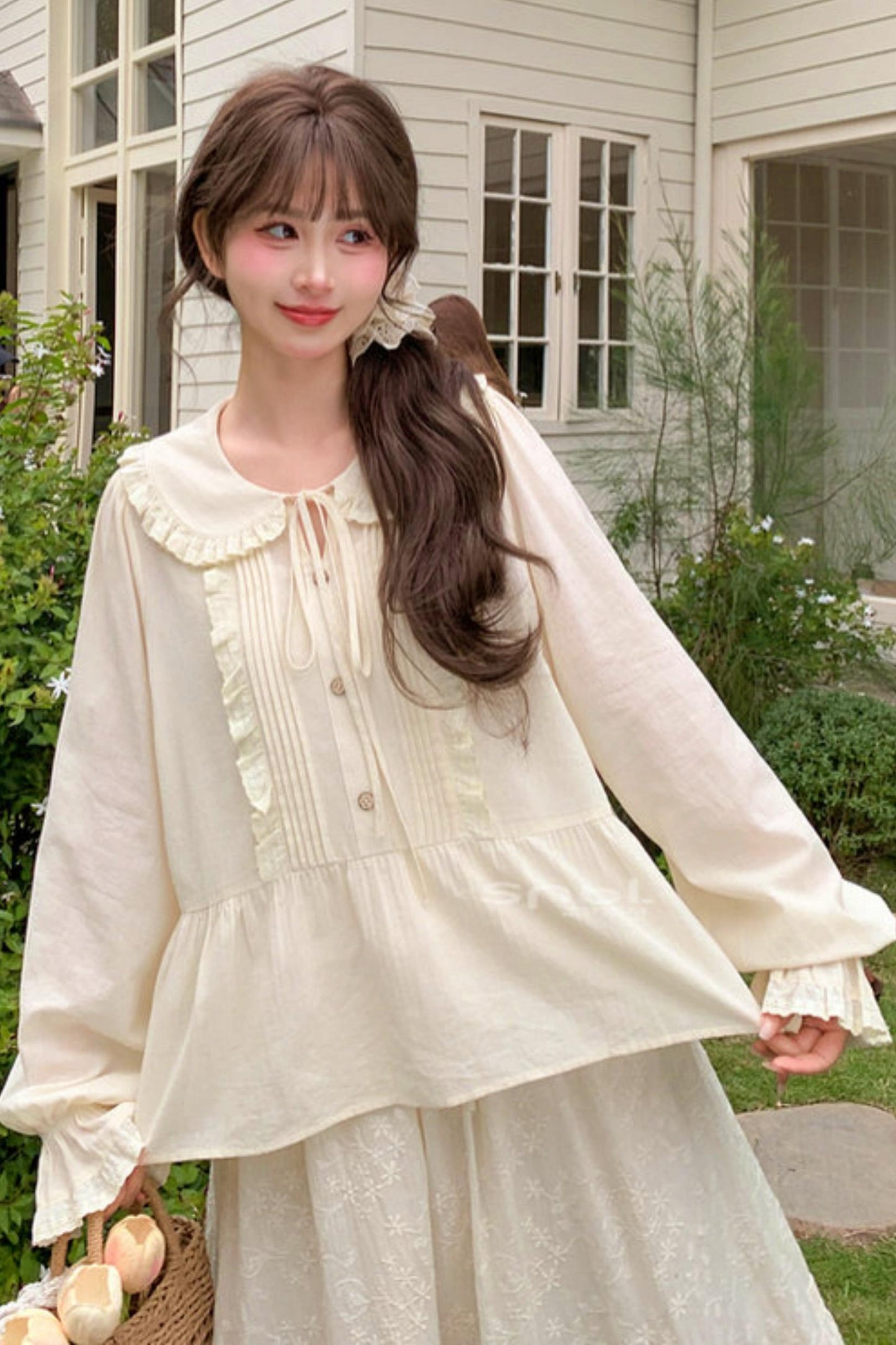 Pure Cotton Doll Collar Blouse