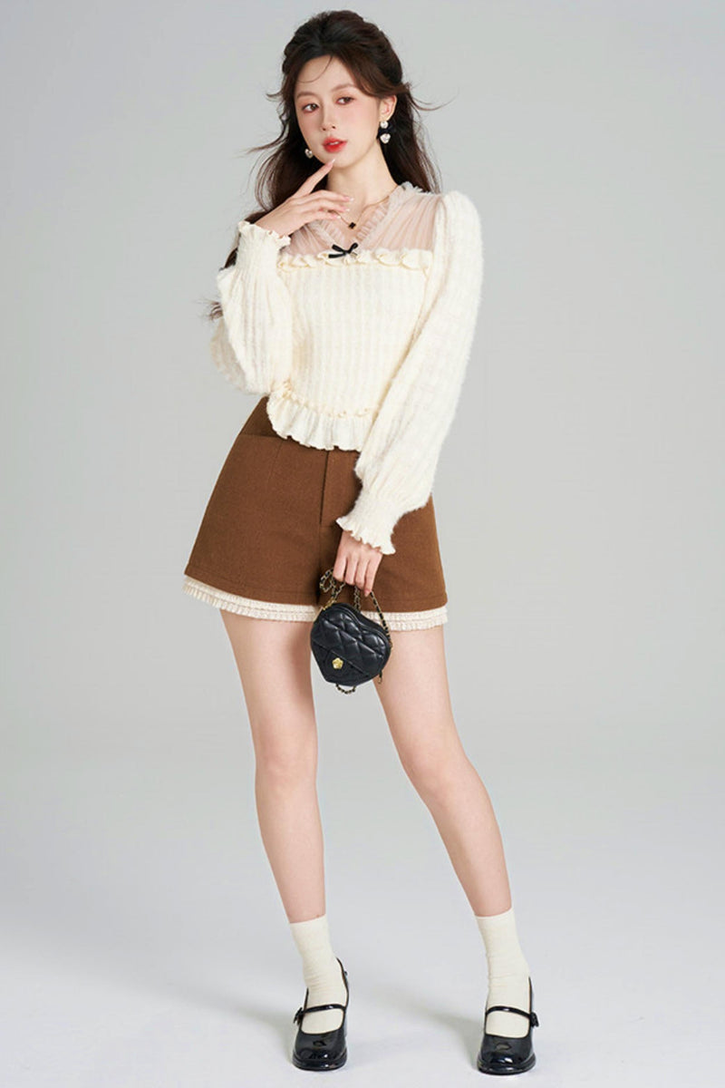 Unique Plush V-neck Blouse