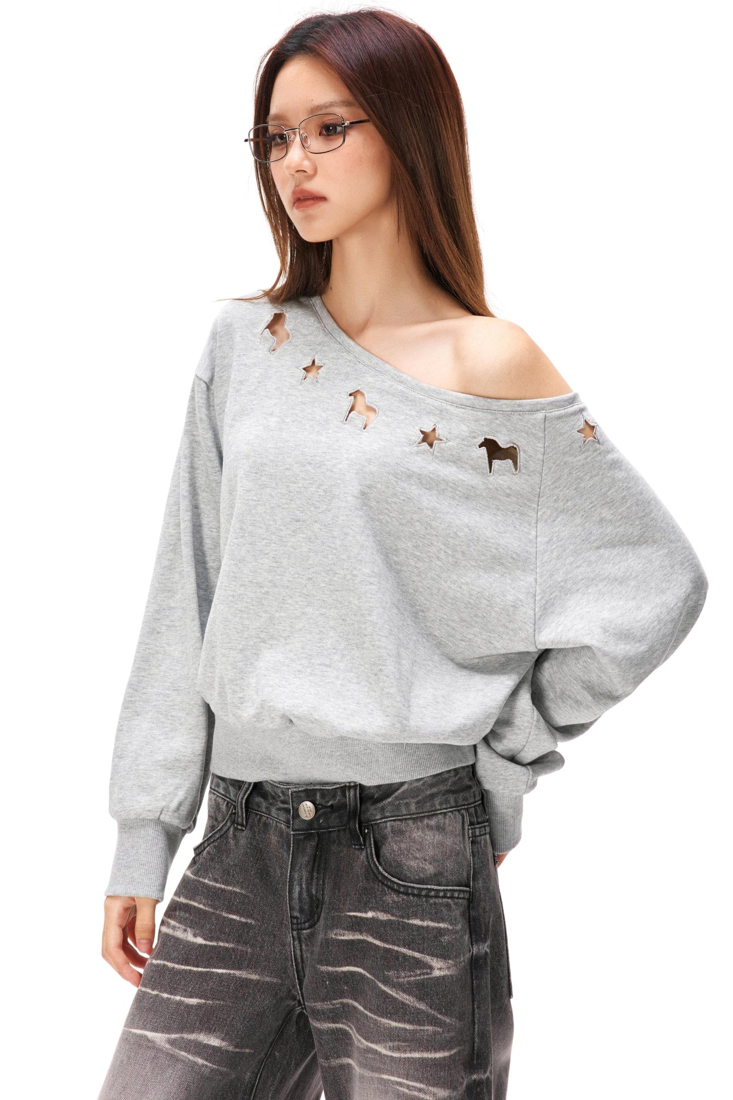 Asymmetrical Off-shoulder Sweatshirt