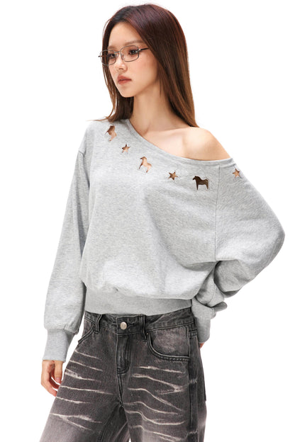 Asymmetrical Off-shoulder Sweatshirt