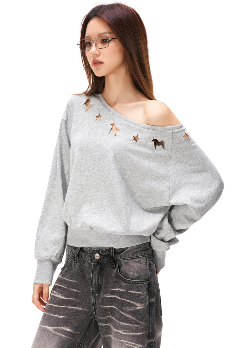 Asymmetrical Off-shoulder Sweatshirt
