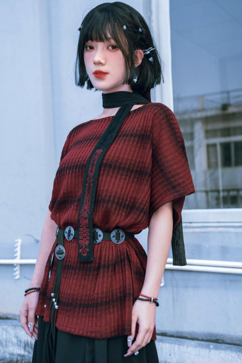 Striped Knit Batwing Sweater