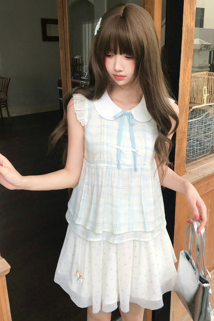 Angelic Doll Collar Top + Dot Skirt