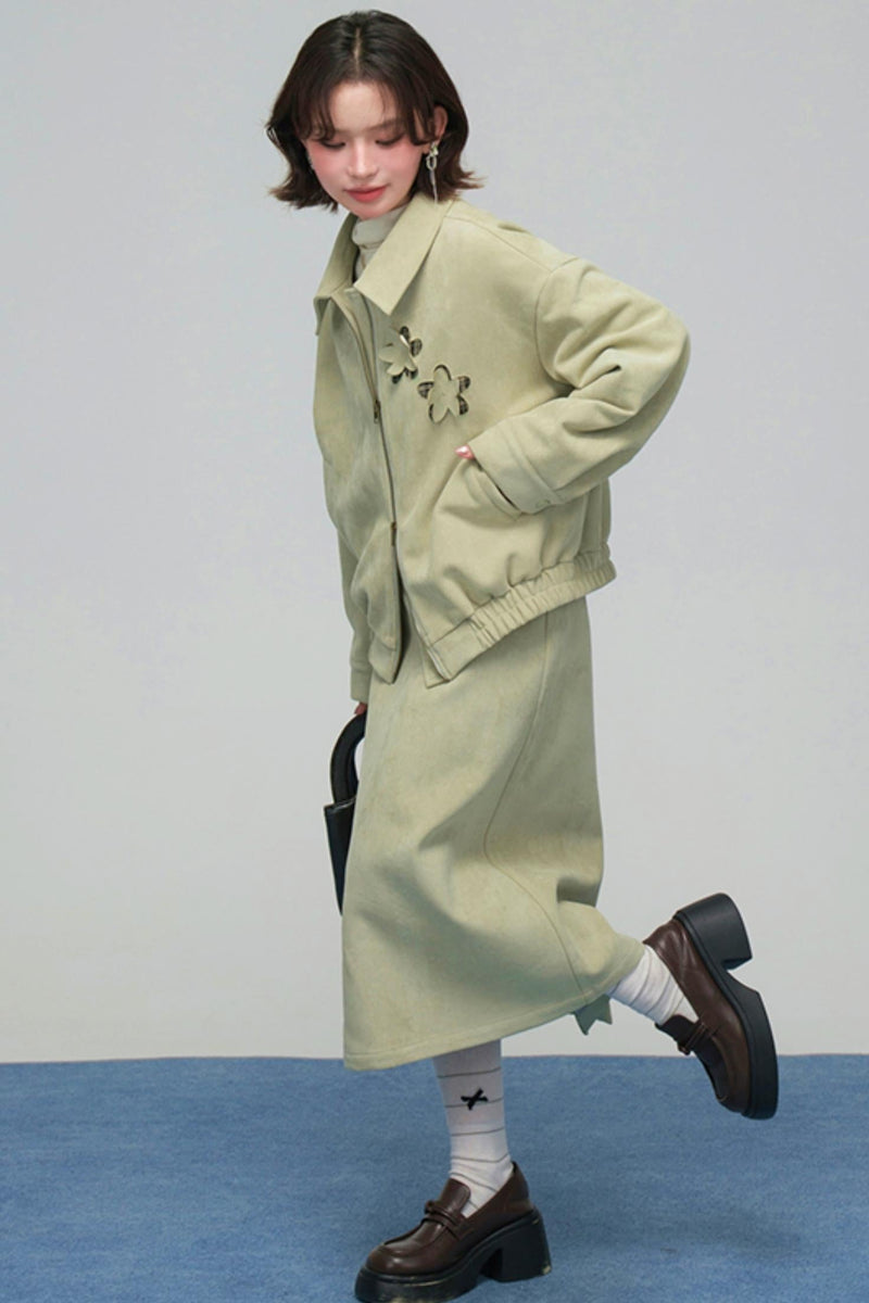 Retro Patchwork Jacket + Skirt