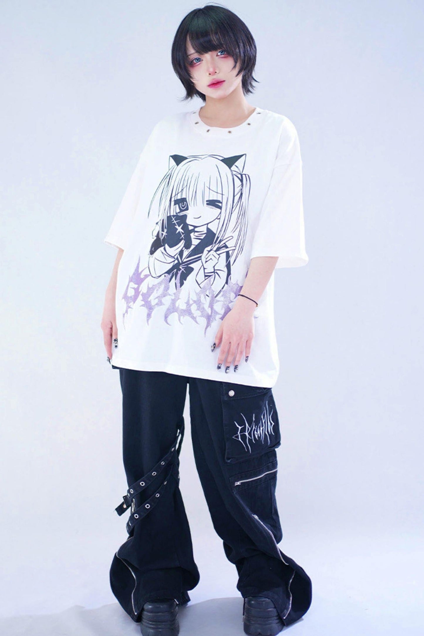 Cat Glitter Print T-shirt