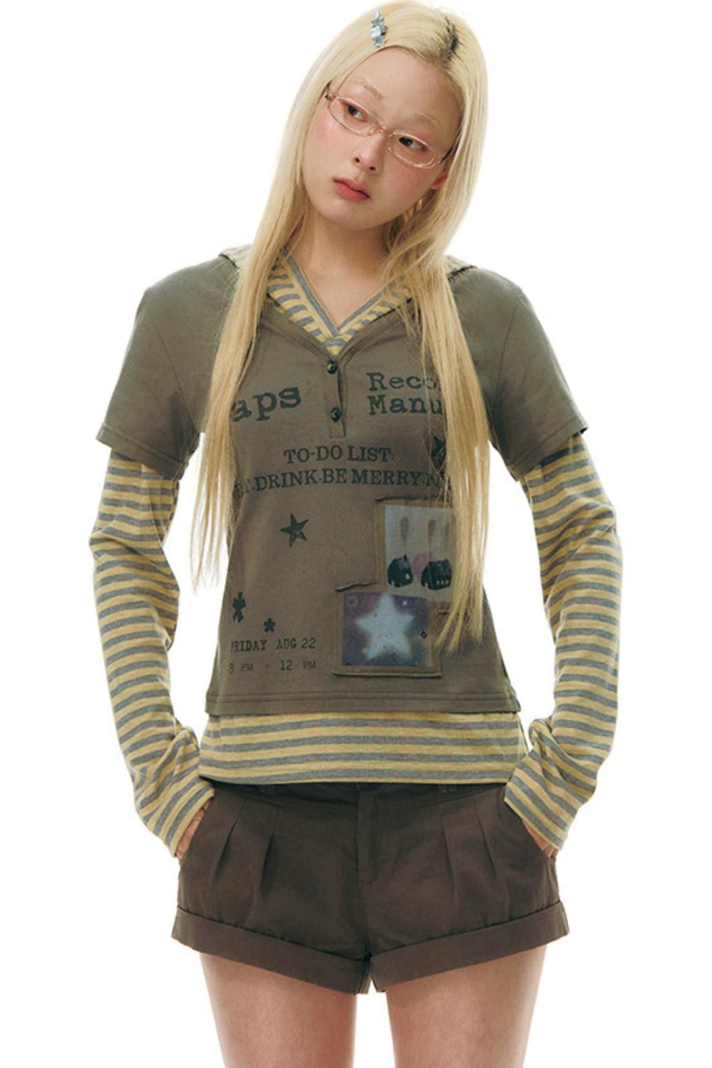 Striped Y2k Hoodie Top