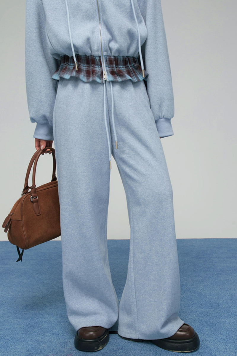 Check Hooded Hoodie + Loose Pants