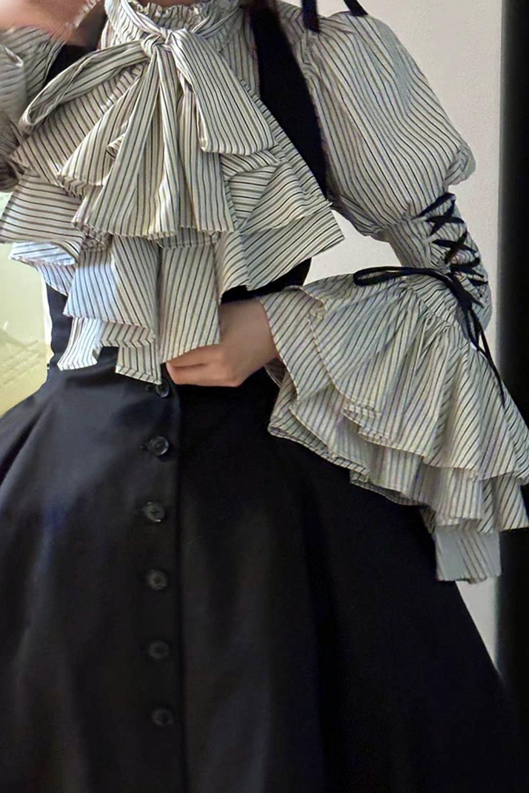 Princess Sleeve Gothic Striped Lolita Blouse