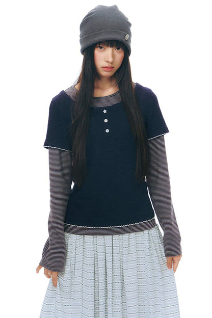 Contrast Color Layered Top