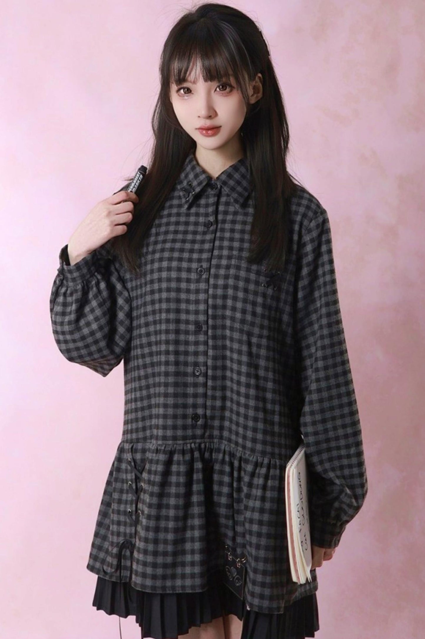 Dark Retro Sweet Plaid Dress