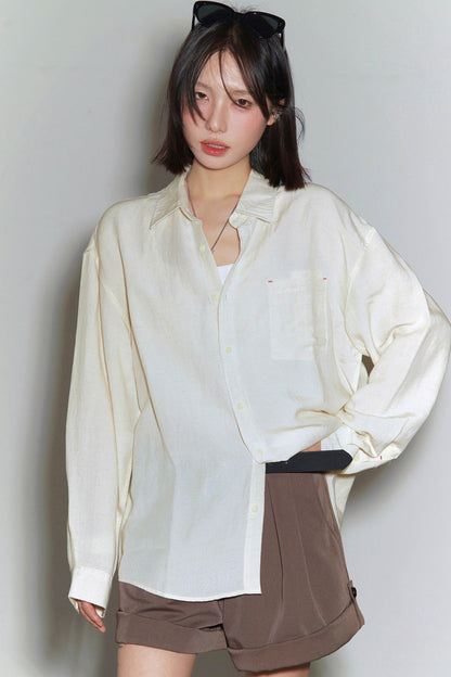 Cotton Linen Long Sleeve Blouse
