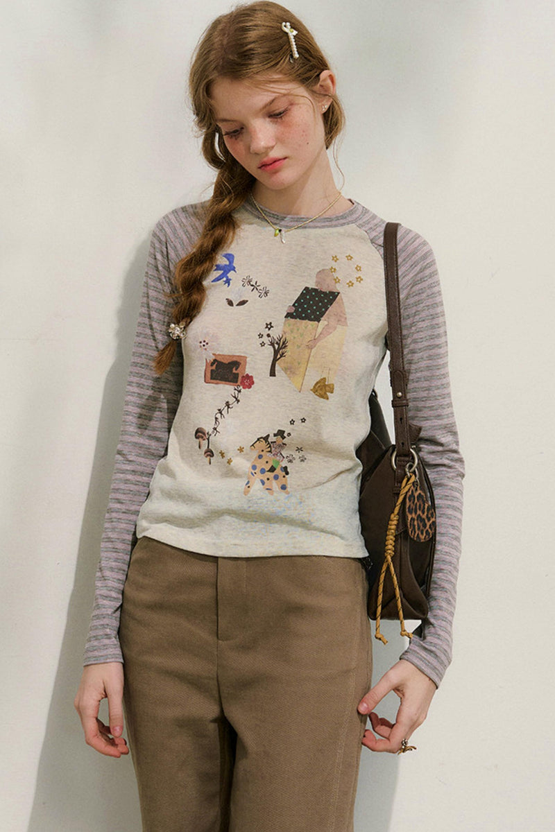 Striped Sleeve Retro Top