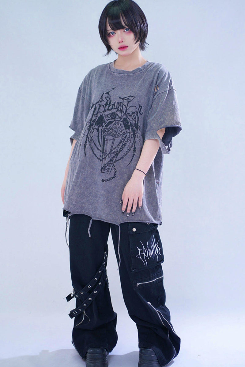 Dark Street Damage Print T-shirt