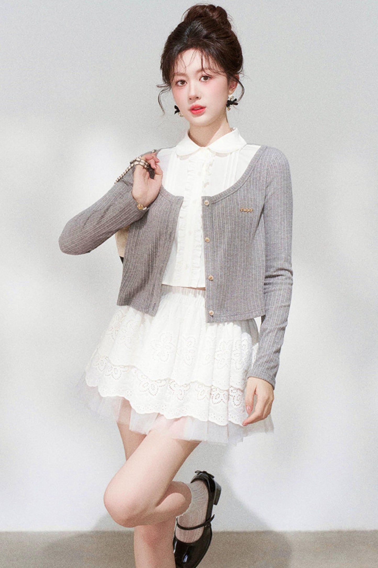 French Style Knit Cardigan + Skirt