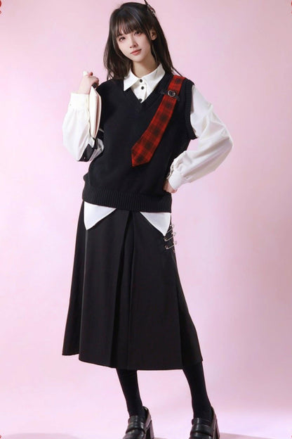 Patchwork Two Piece Tie Design Top