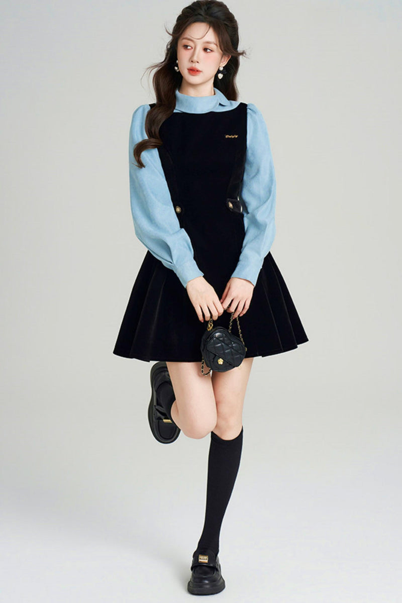 Spliced Velvet Hepburn Dress
