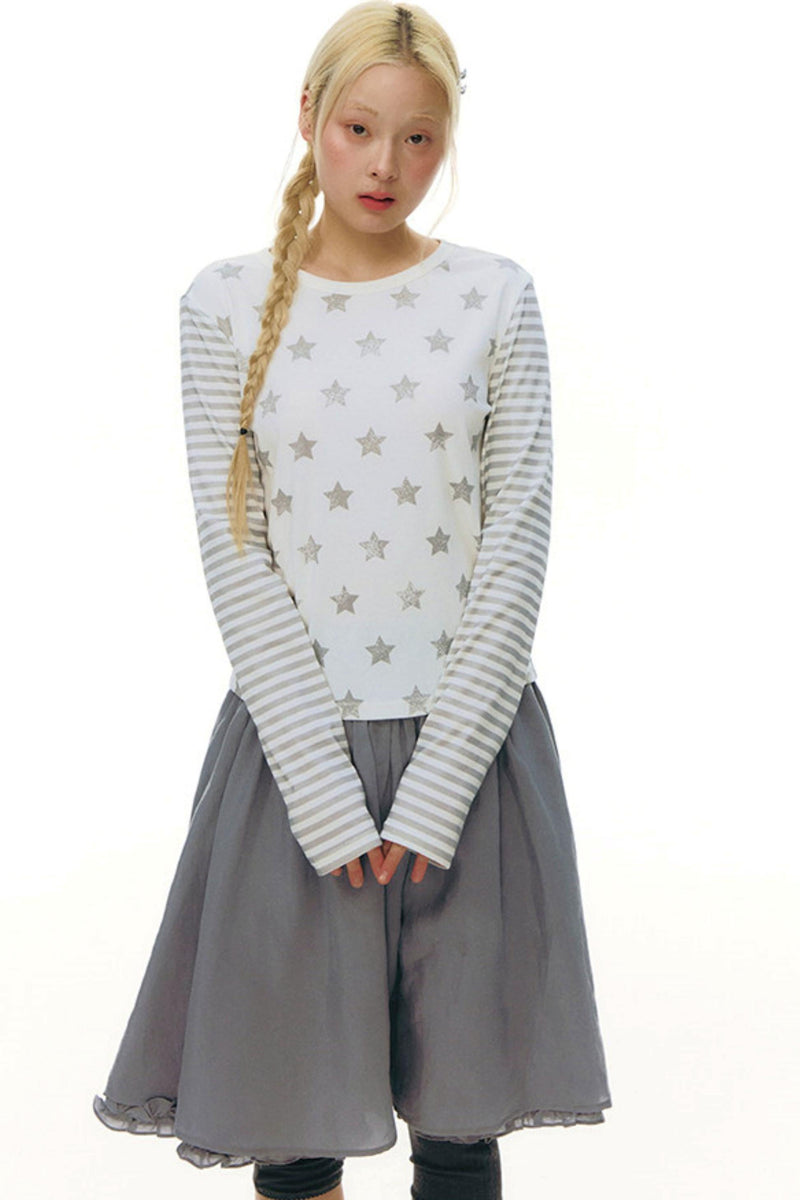 Star Striped Patchwork Top