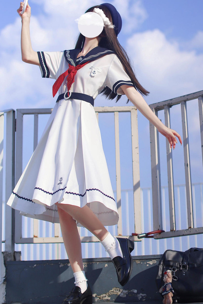 Summer Sea Sailor Dress + Ribbon Accessory