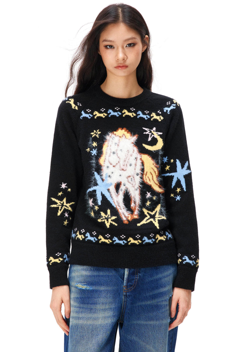 Horse Jacquard Knit Sweater