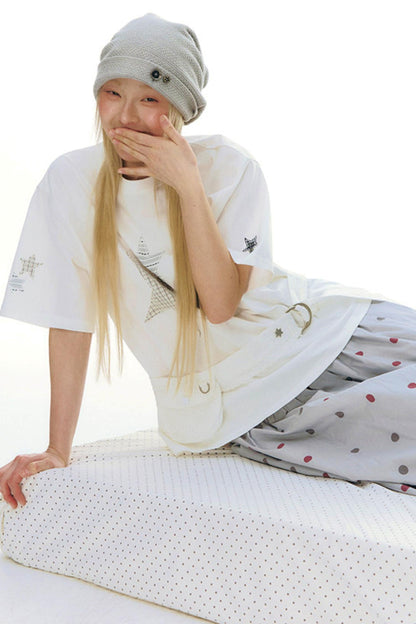 Star Patch Loose Y2k Top