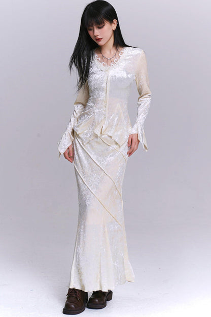 Velvet Two-piece Skirt + Top