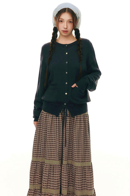 Drawstring Knit Cardigan